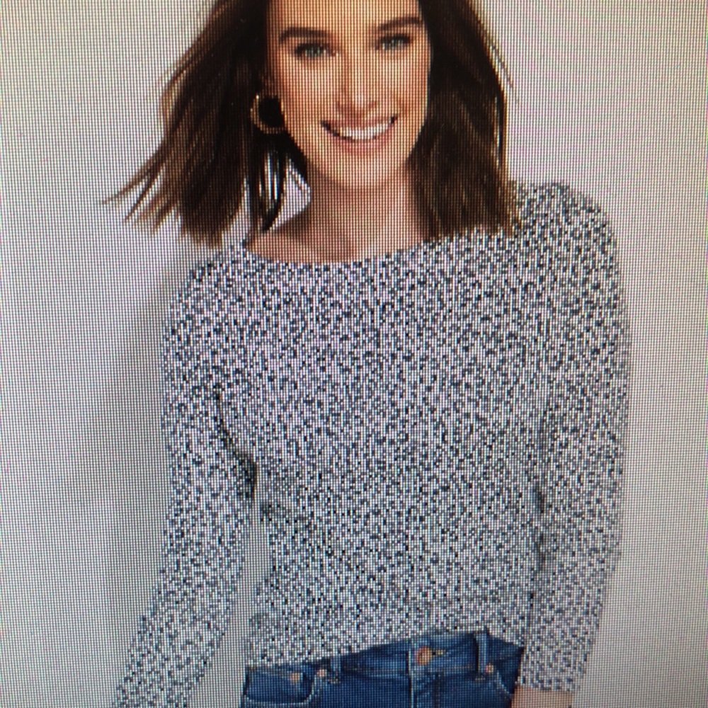 Vineyard Vines Navy and White Speckled Knit Top